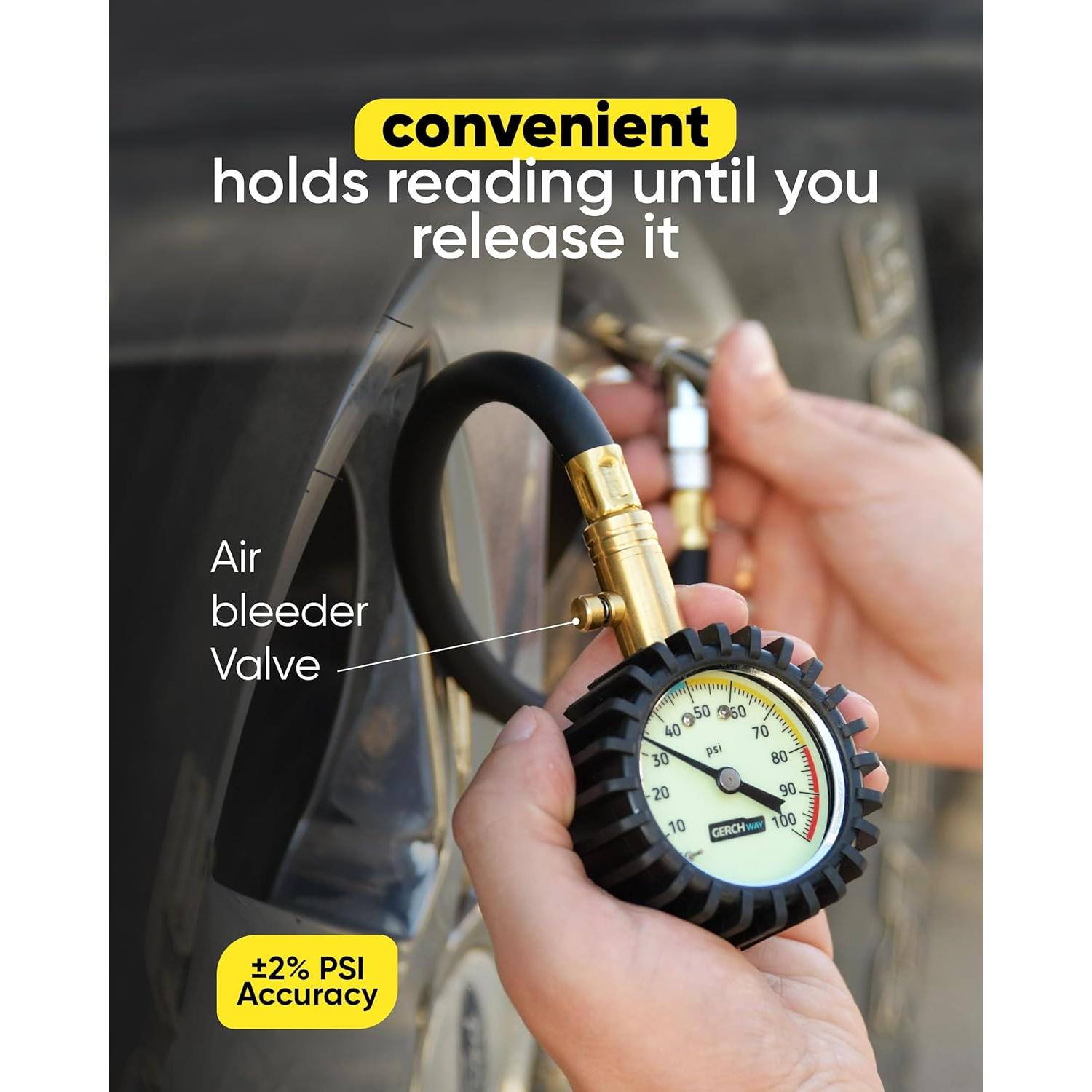 Manómetro de Presión de Neumáticos Gerchway 100 PSI - Preciso