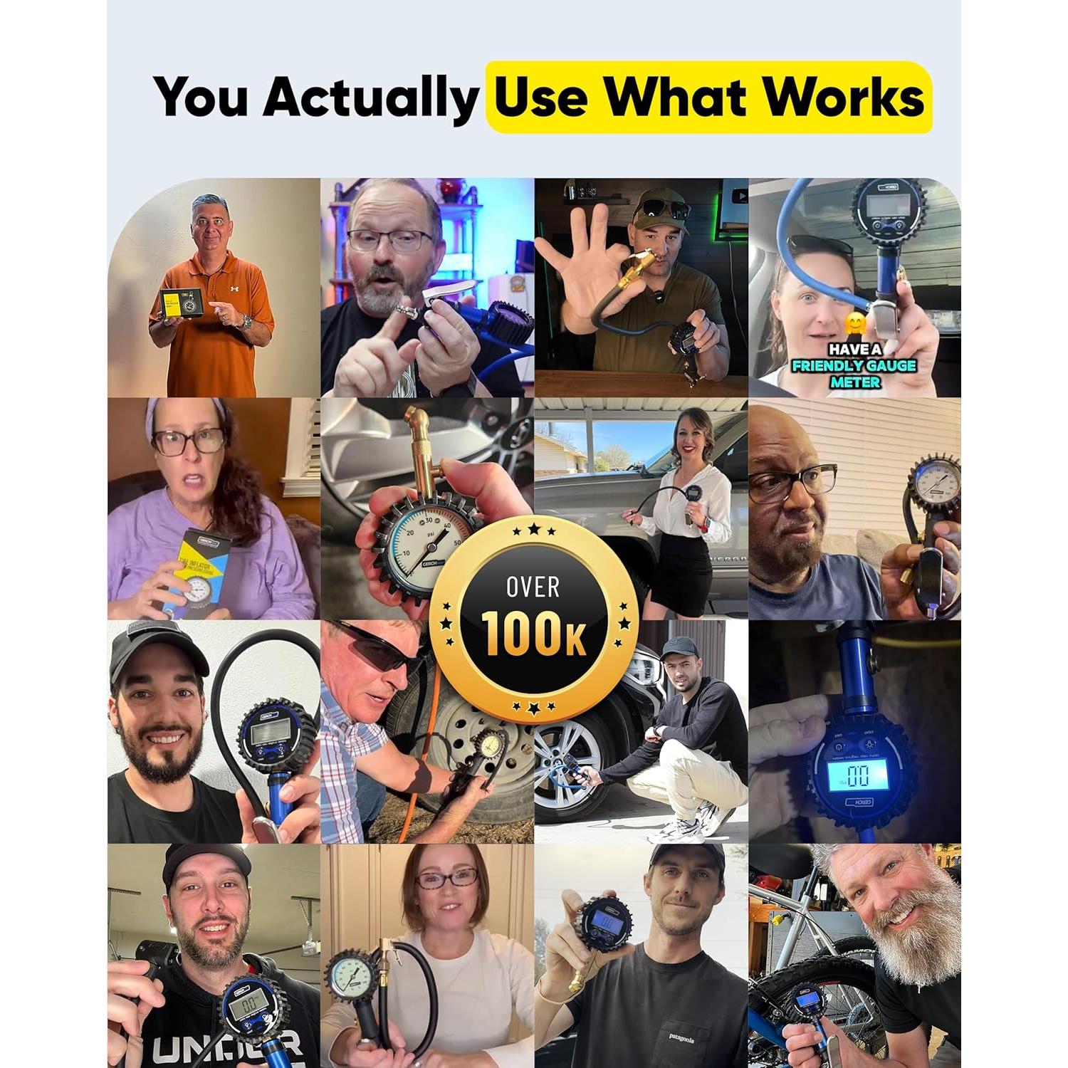 Manómetro de Presión de Neumáticos Gerchway 100 PSI - Preciso