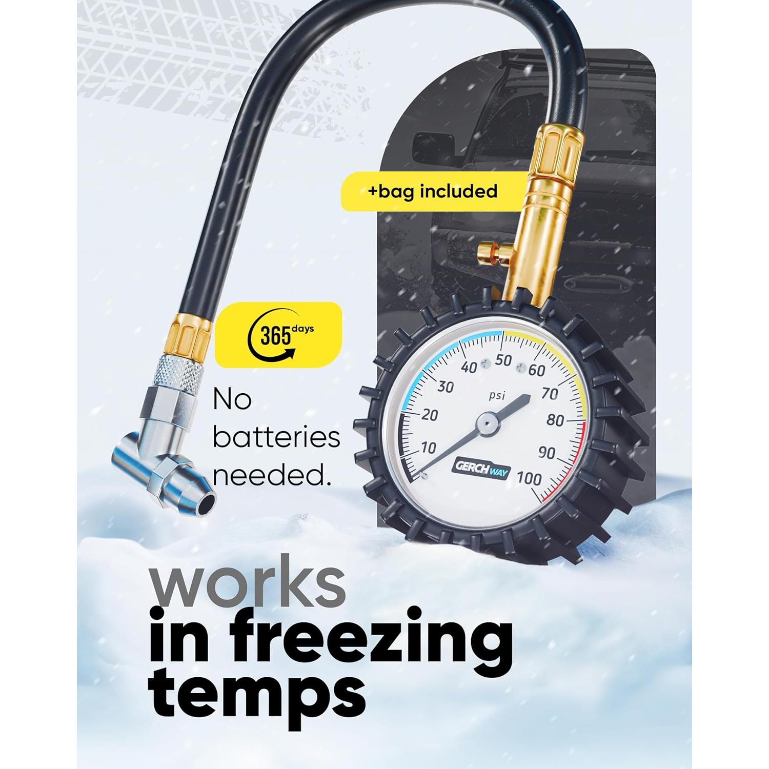 Manómetro de Presión de Neumáticos Gerchway 100 PSI - Preciso