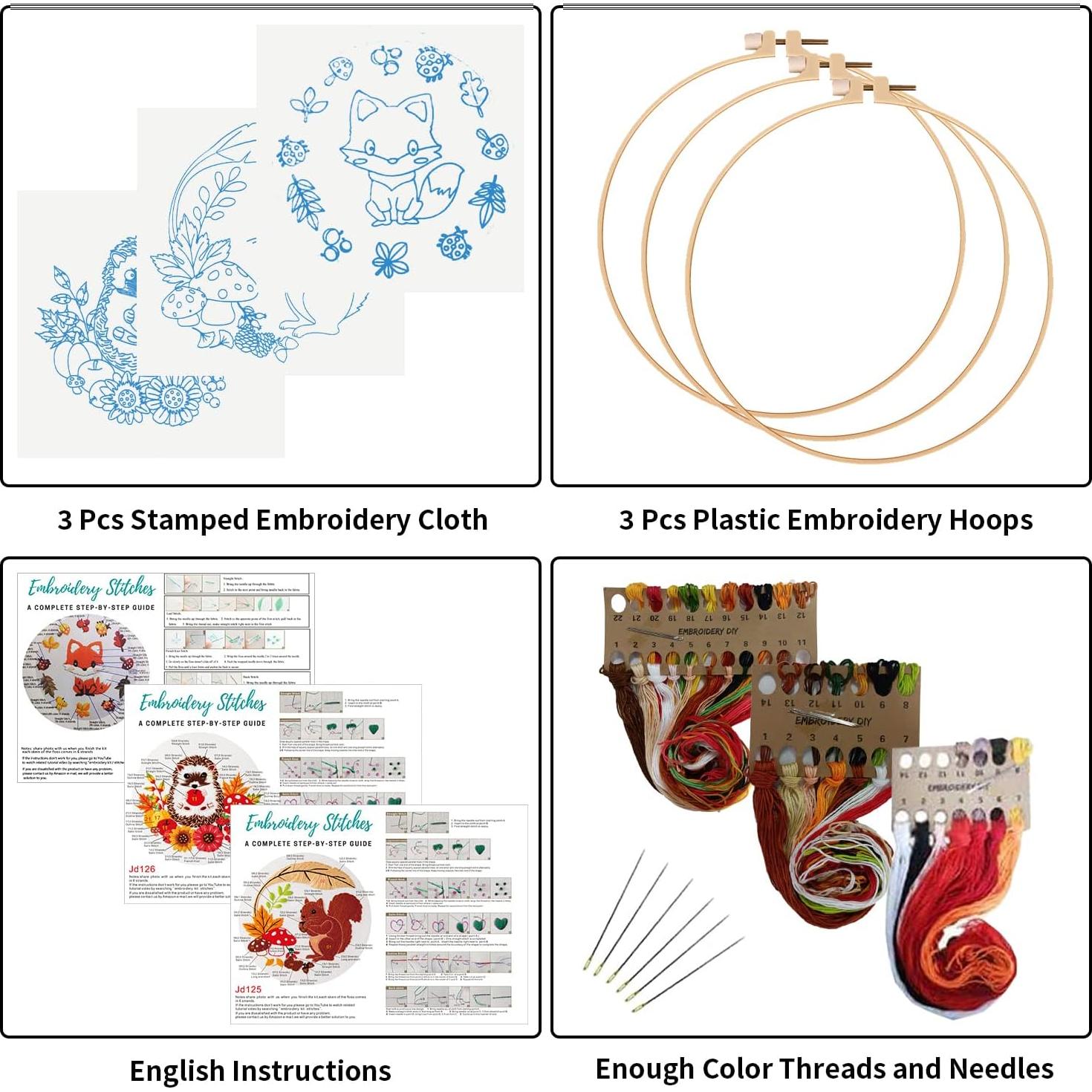 Kit de Bordado de Animales Otoñales Louise Maelys - 3 Piezas