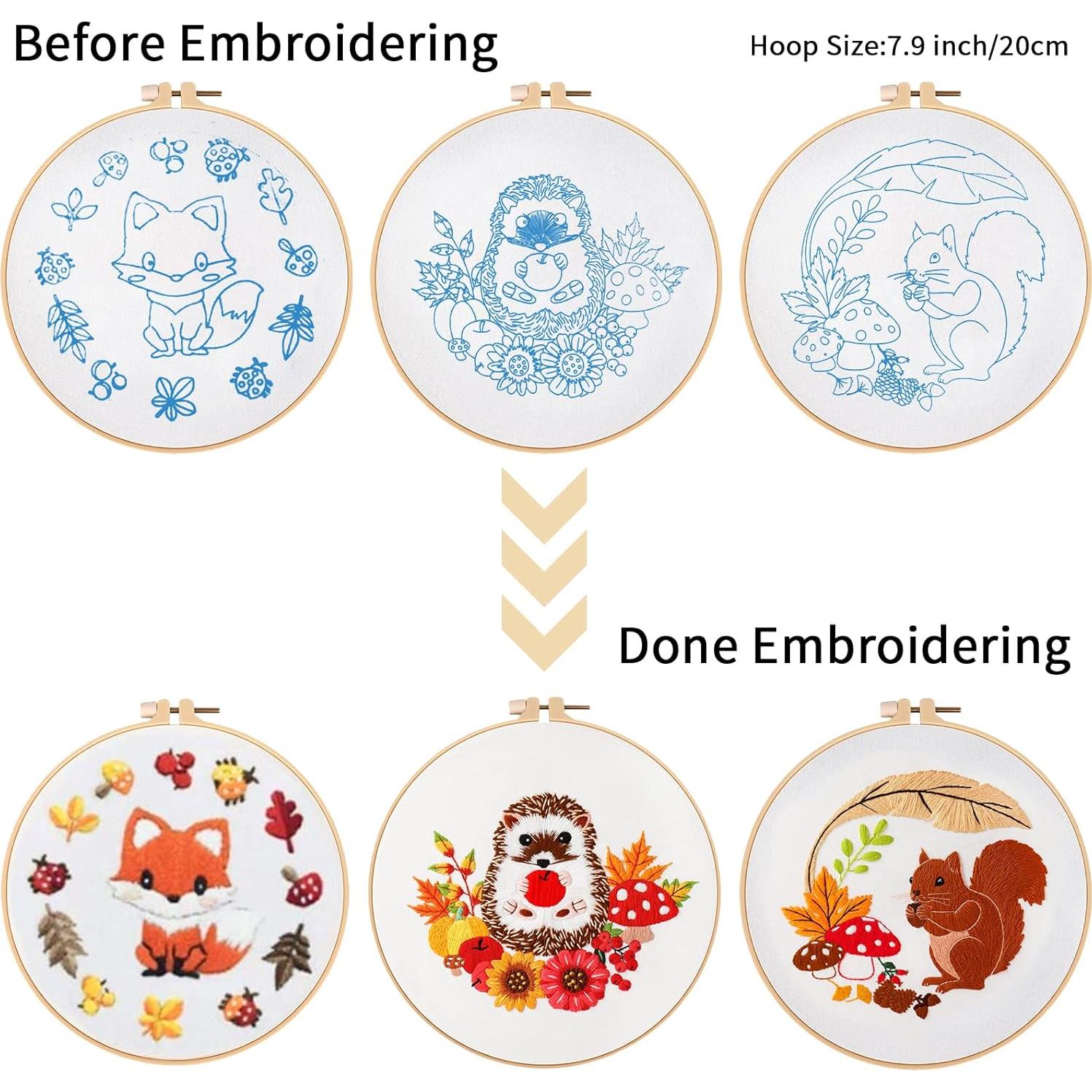 Kit de Bordado de Animales Otoñales Louise Maelys - 3 Piezas