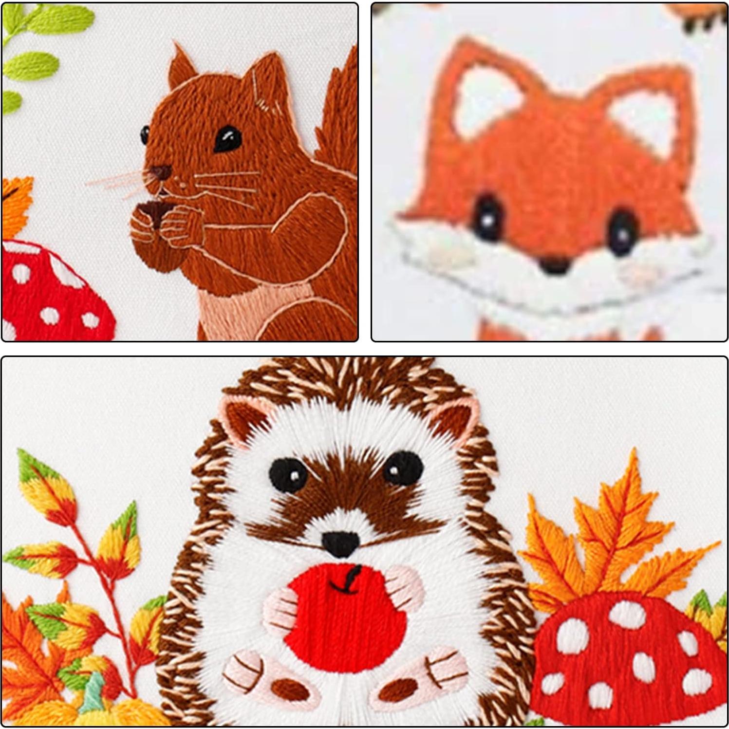 Kit de Bordado de Animales Otoñales Louise Maelys - 3 Piezas