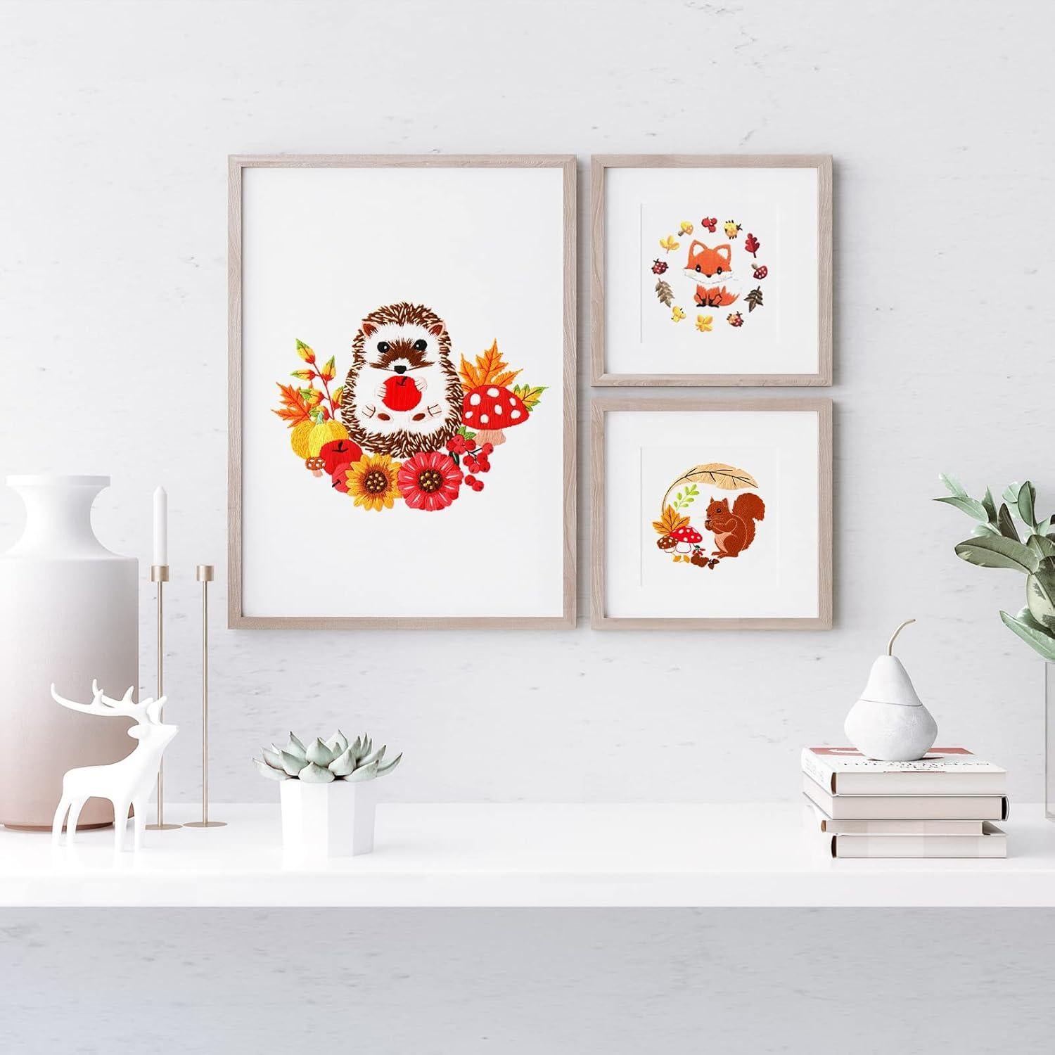 Kit de Bordado de Animales Otoñales Louise Maelys - 3 Piezas