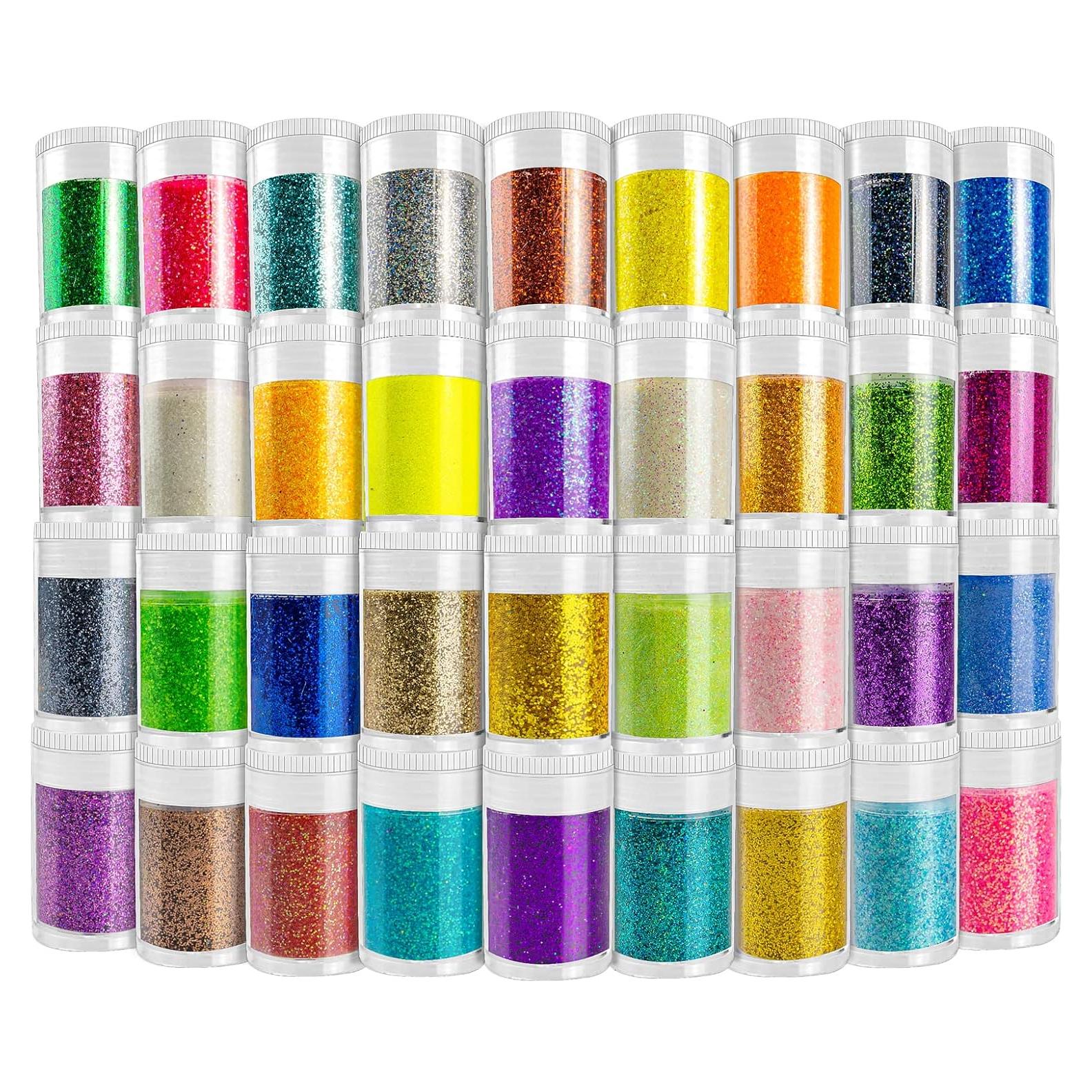 Juego de 36 Colores de Purpurina Ultra Fina Linwulte 271.5g