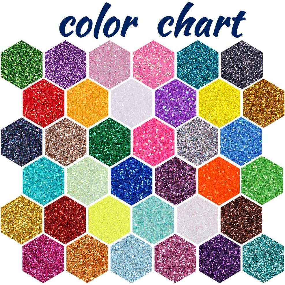 Juego de 36 Colores de Purpurina Ultra Fina Linwulte 271.5g