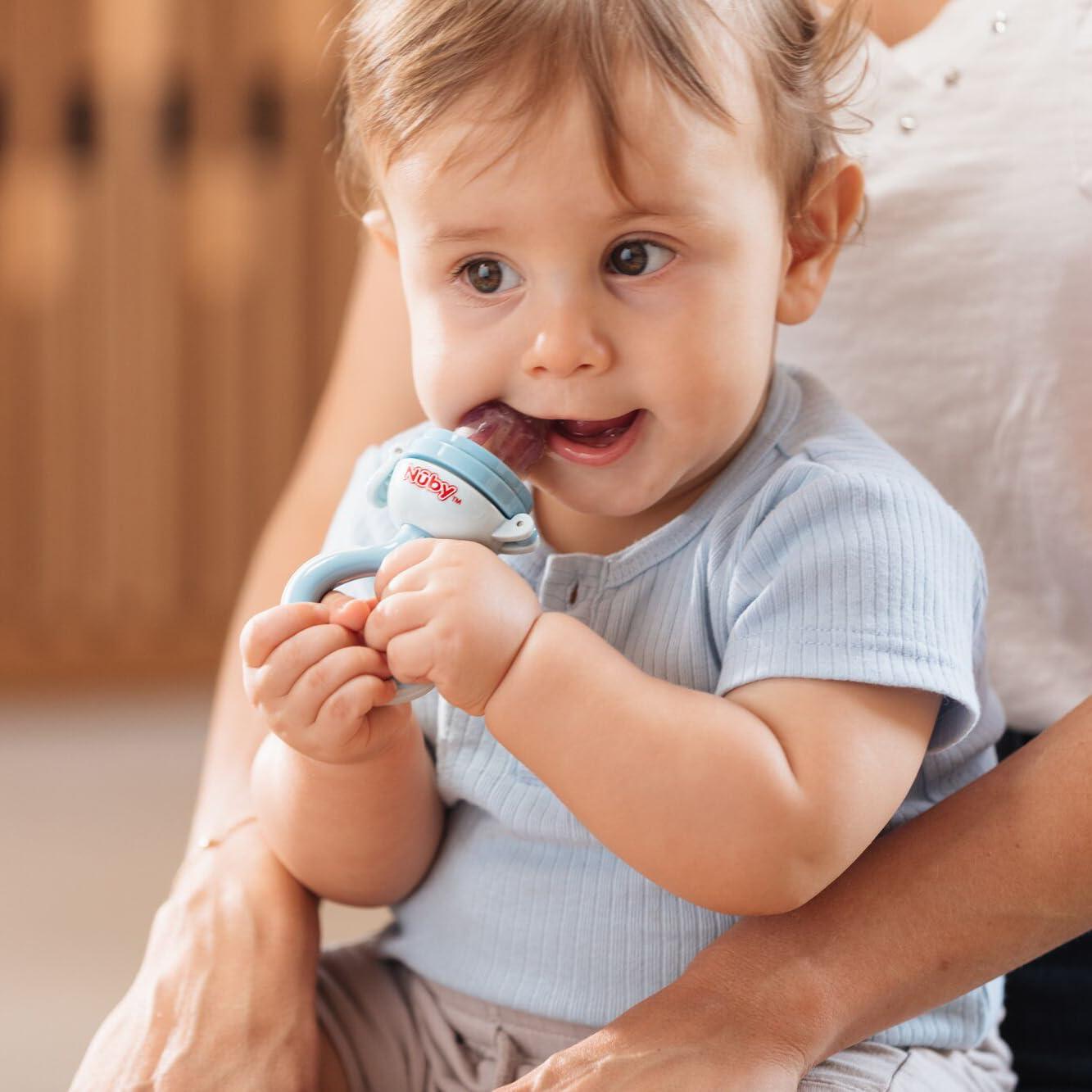 Alimentador de Primer Comida Nuby Twist n' Feed 2 Piezas Aqua Azul