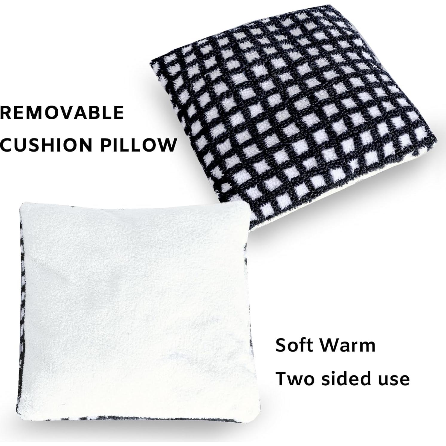 Cama Cueva para Gatos RUONARIER Mediana Cuadrícula Negra 38x38cm