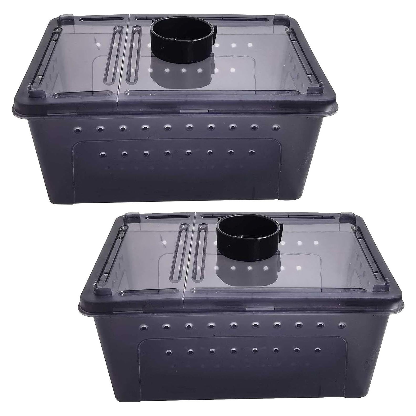 Caja de Alimentación para Reptiles Kathson 26x18cm 2PCS Negra