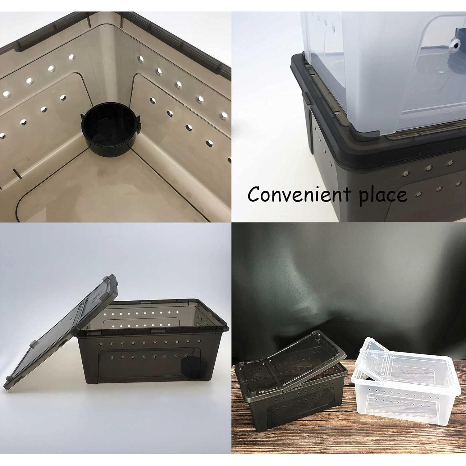 Caja de Alimentación para Reptiles Kathson 26x18cm 2PCS Negra