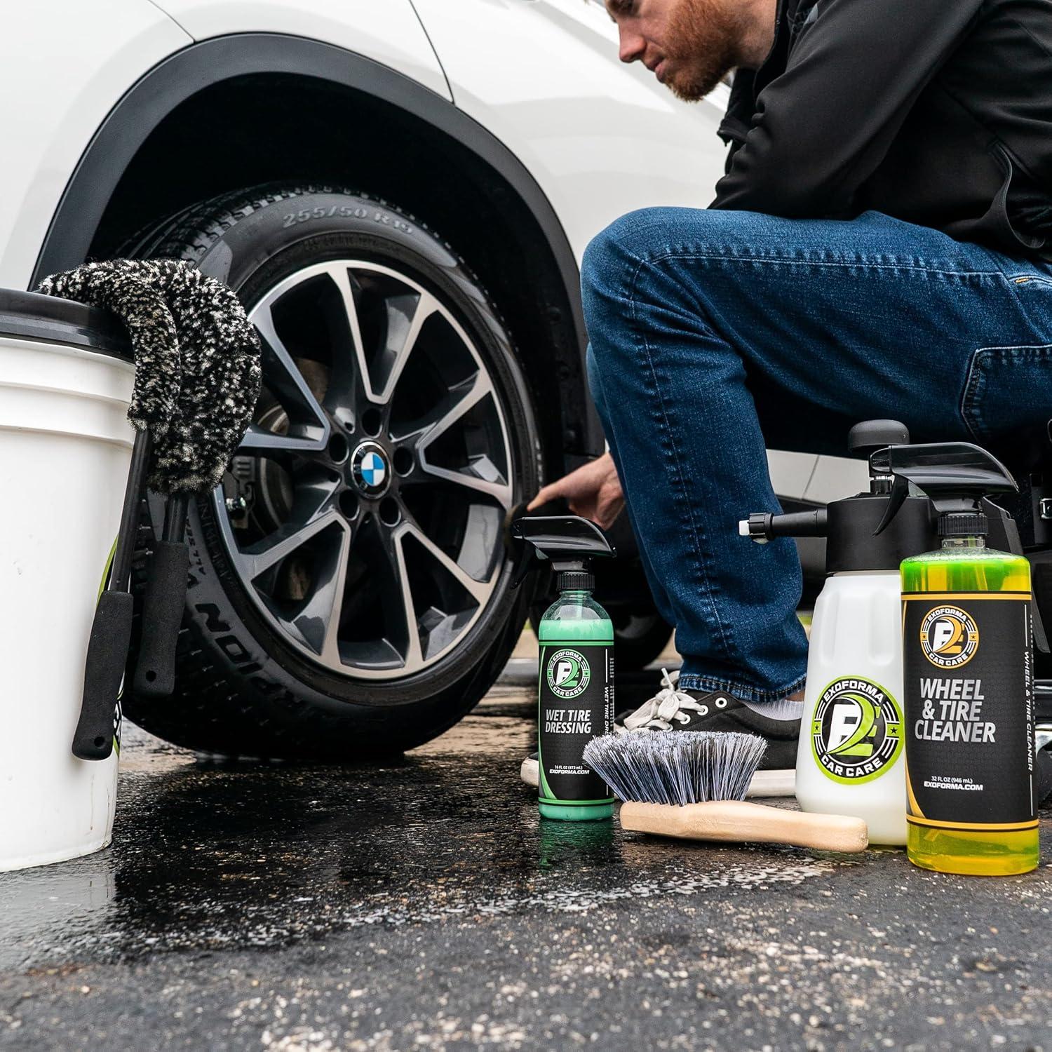 Juego de Cepillos Flexibles ExoForma para Limpiar Llantas - 2 Piezas