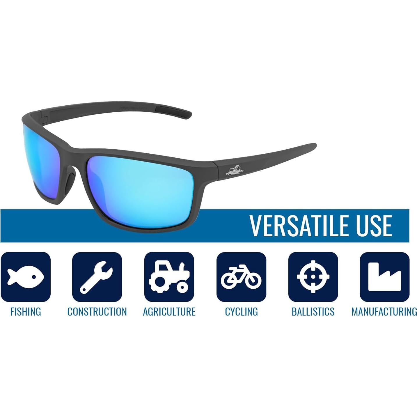 Gafas de Seguridad Bullhead Crevalle Antivaho UV Lente Espejo Azul