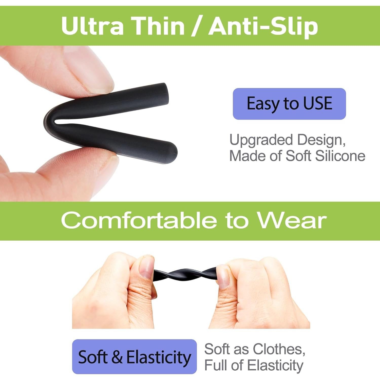 Almohadillas de Silicona Gdnmpat para Gafas - 2 Pares Negros