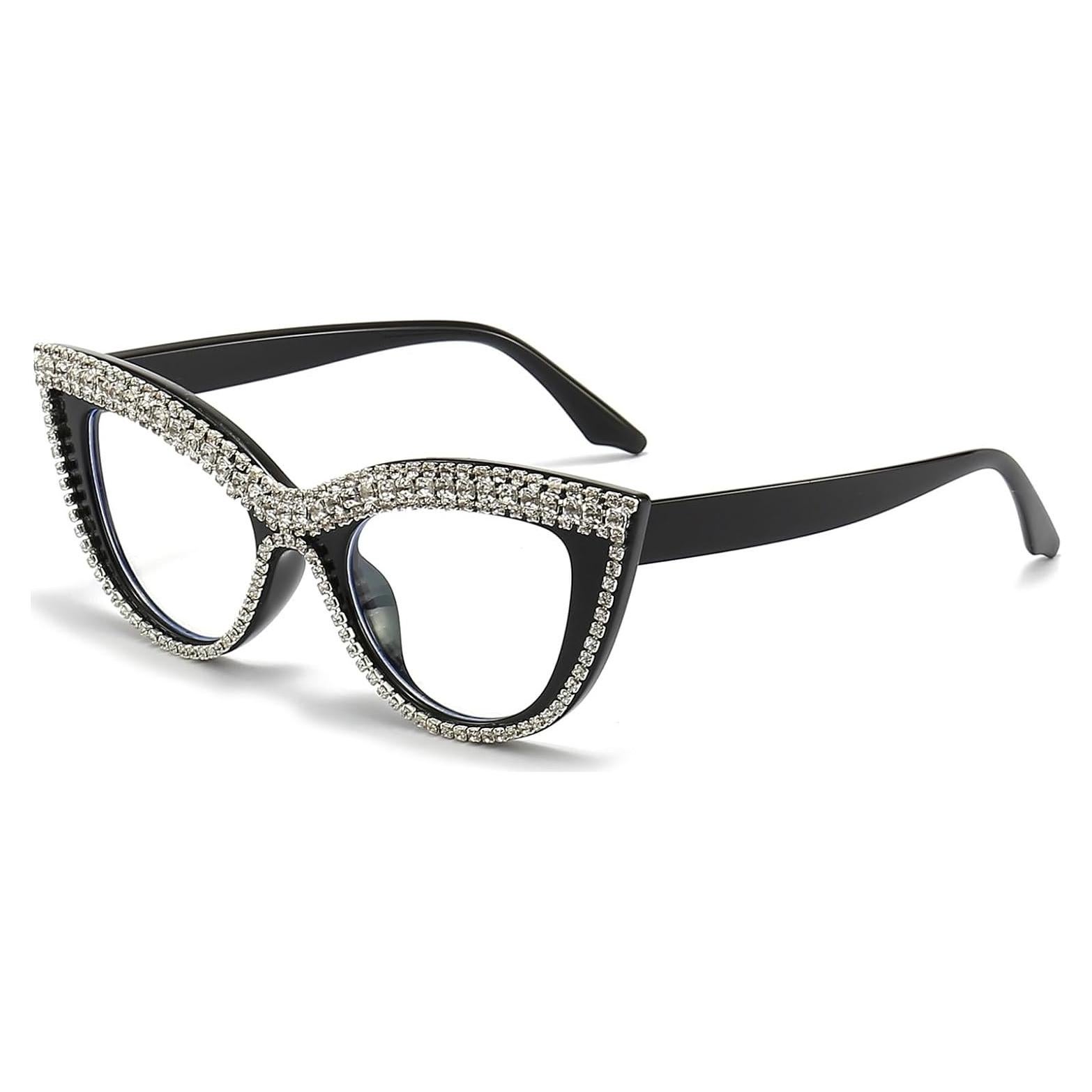 Gafas de Ojo de Gato LJCZKA con Rhinestones Anti Luz Azul