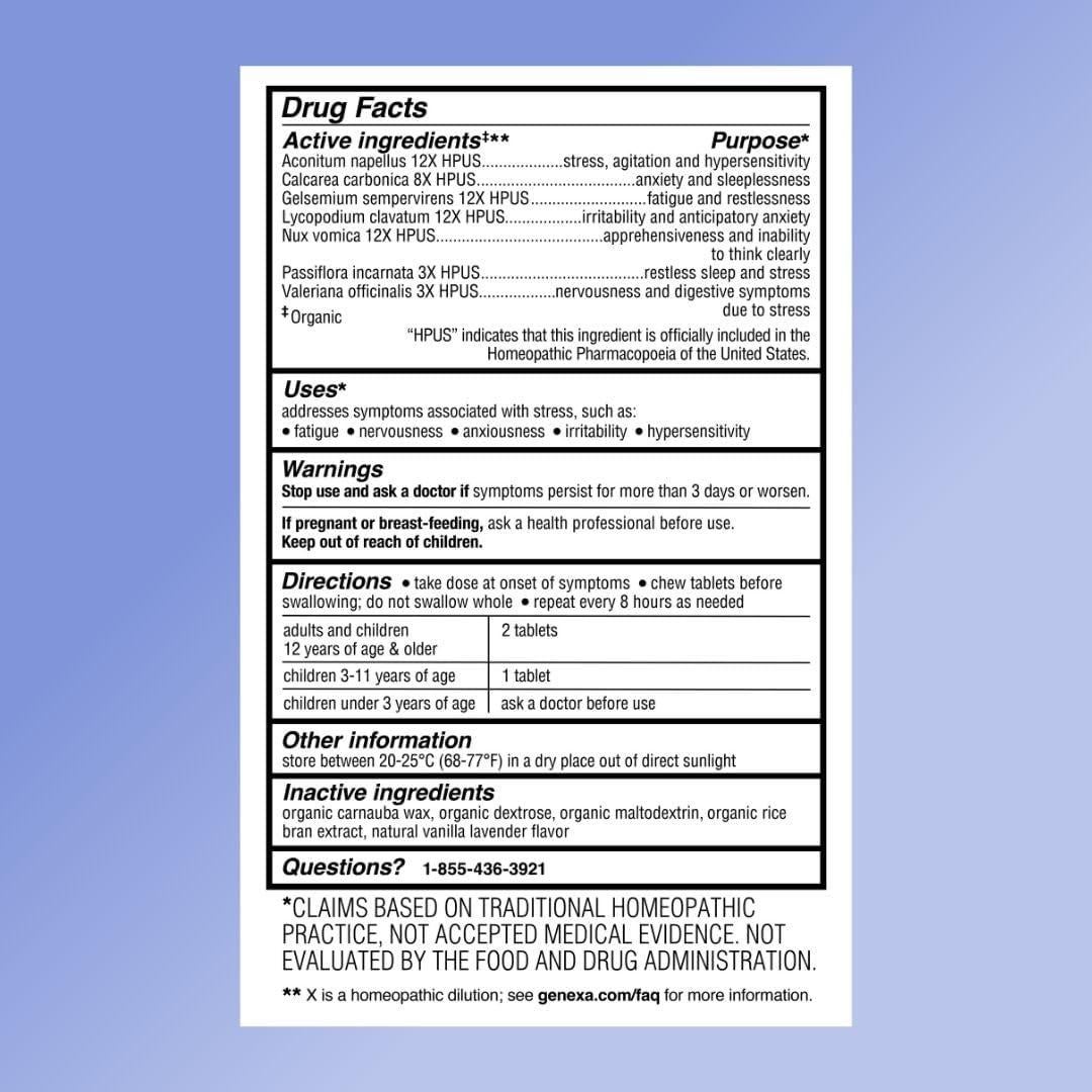 Genexa Estrés Tabletas Masticables 60 Unidades Alivio Ansiedad