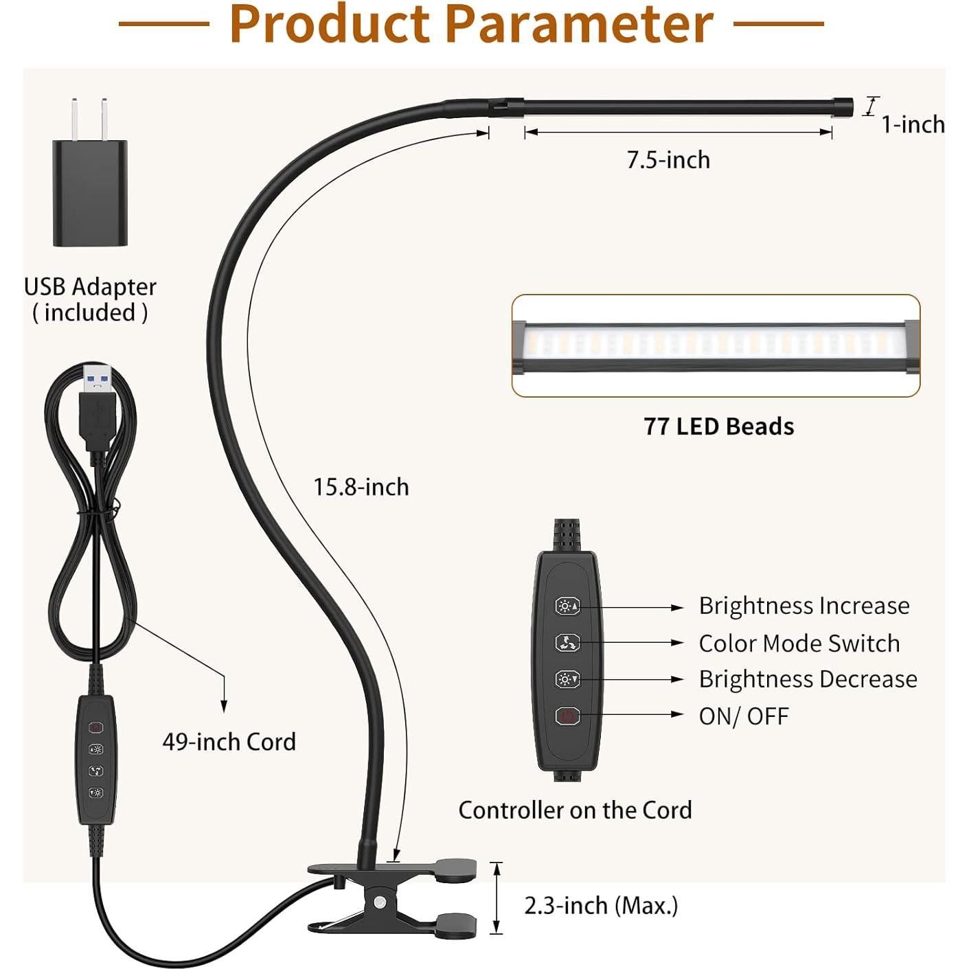 Lámpara de Libro LED iZell con Clip, 3 Modos y 10 Brillos