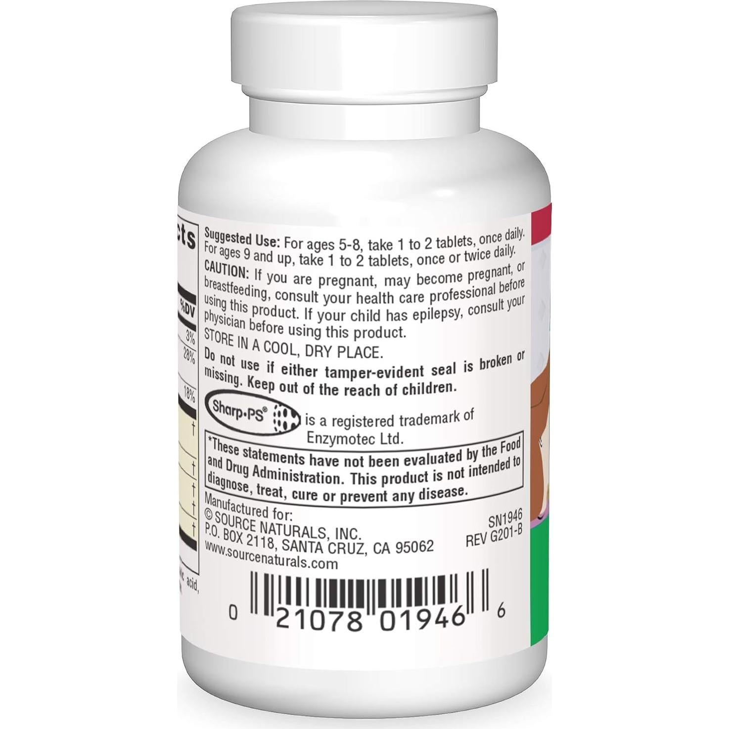 Suplemento Cognitivo Niños Source Naturals 60 Tabletas