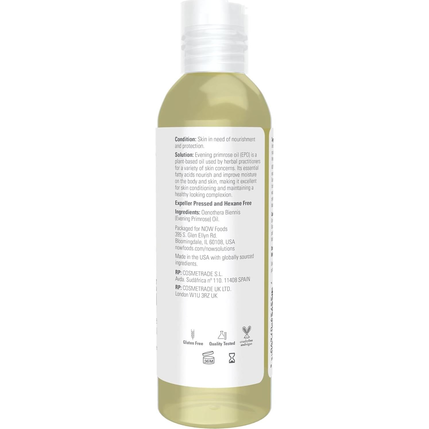 Aceite de Onagra 100% Puro NOW Foods 118 ml - Hidratante Natural