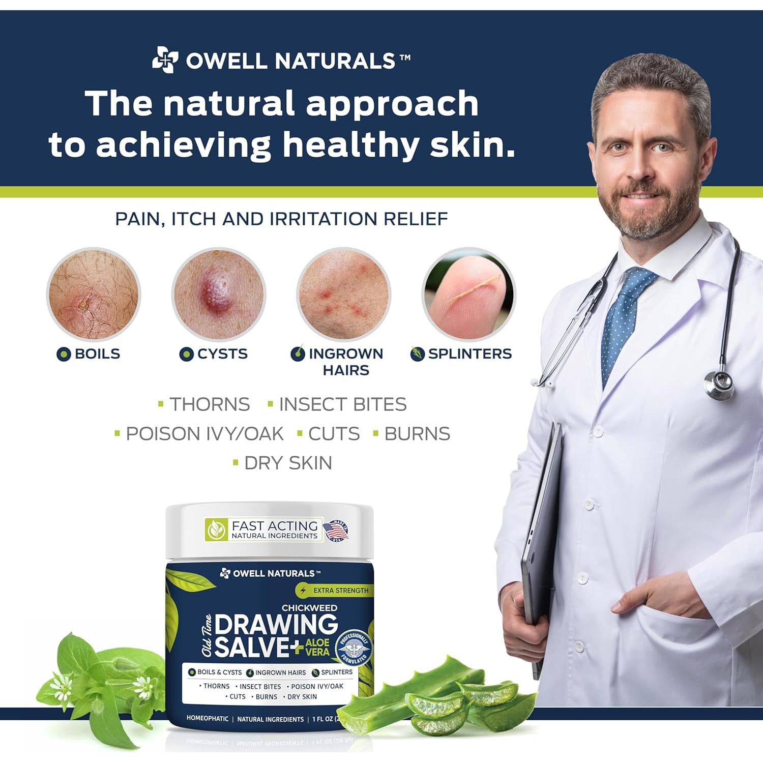 Salve Dibujo Owell Naturals con Aloe Vera 29.57 ml - Alivio Piel