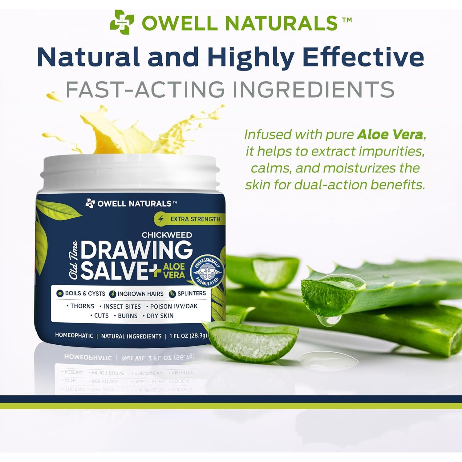 Salve Dibujo Owell Naturals con Aloe Vera 29.57 ml - Alivio Piel
