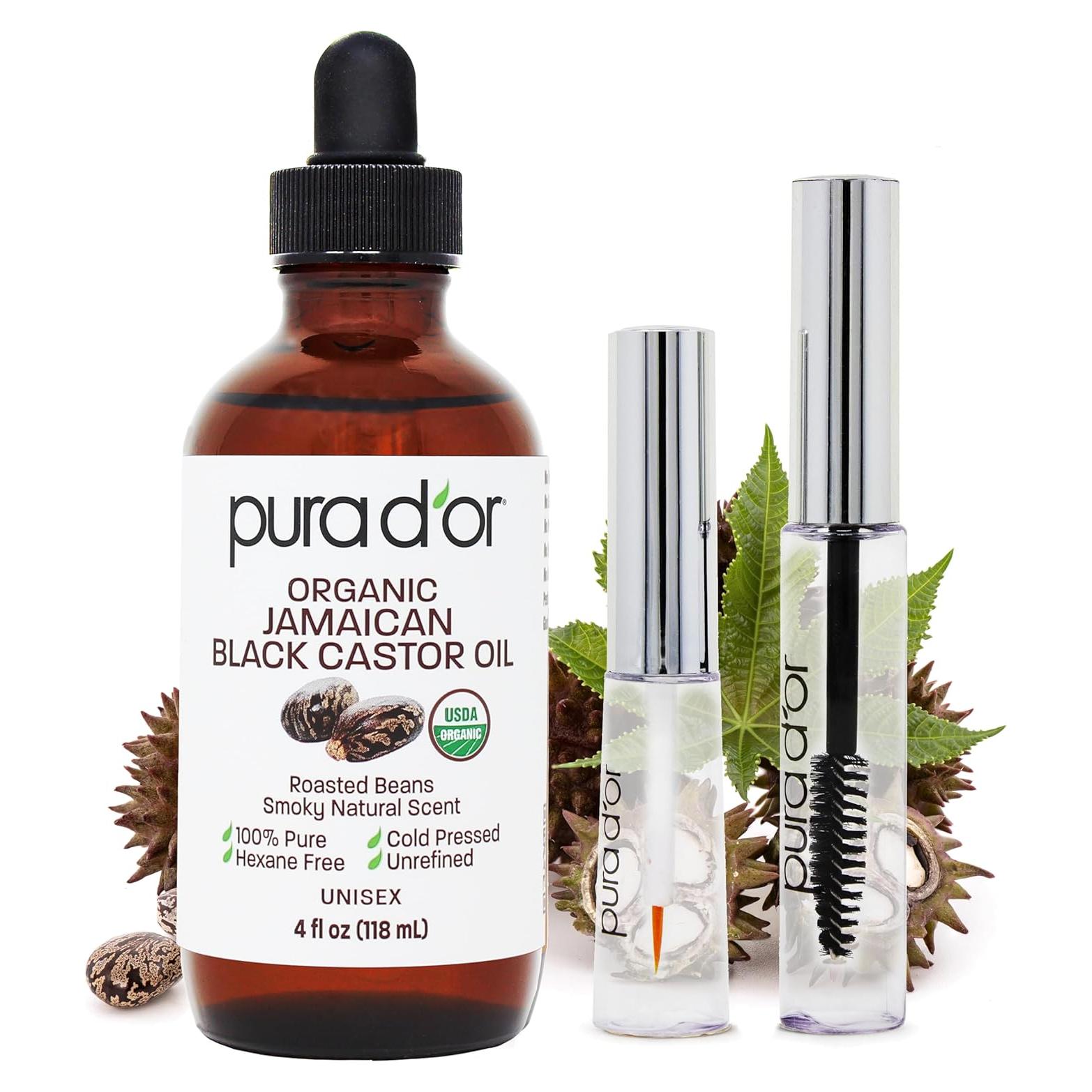 Aceite de Ricino Negro Jamaicano PURA D'OR 118 ml - Orgánico y Puro