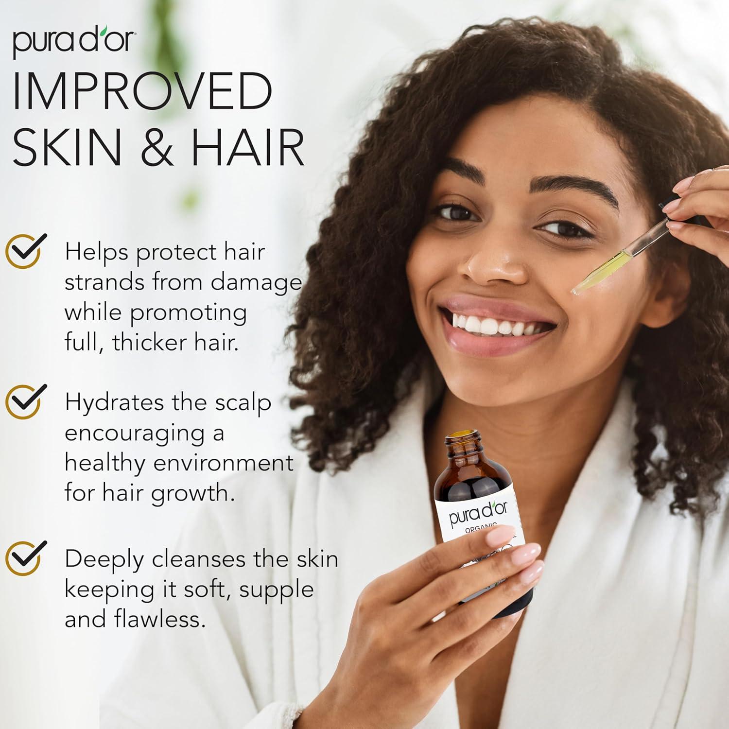 Aceite de Ricino Negro Jamaicano PURA D'OR 118 ml - Orgánico y Puro