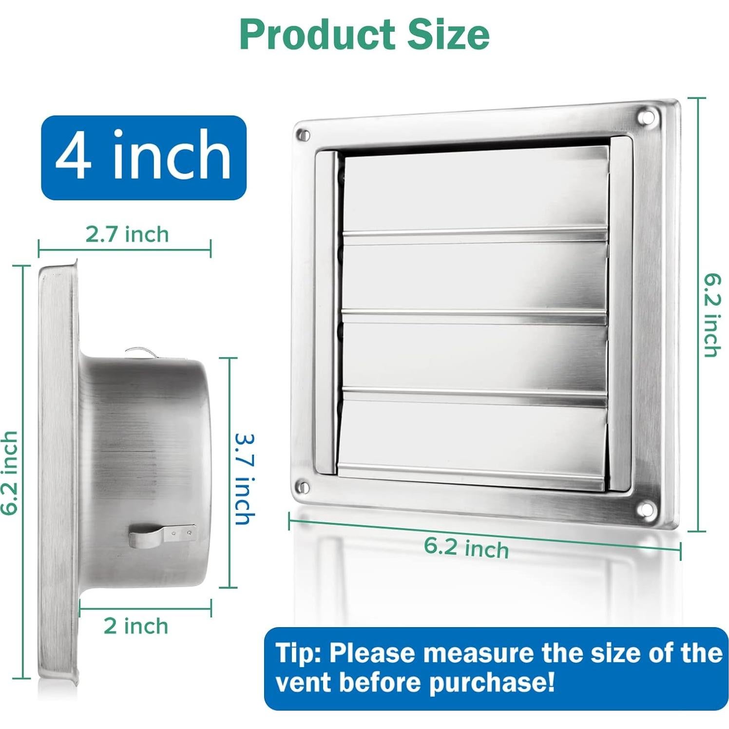 Cubierta de Ventilación de Secadora 4" Acero Inoxidable Hydencamm