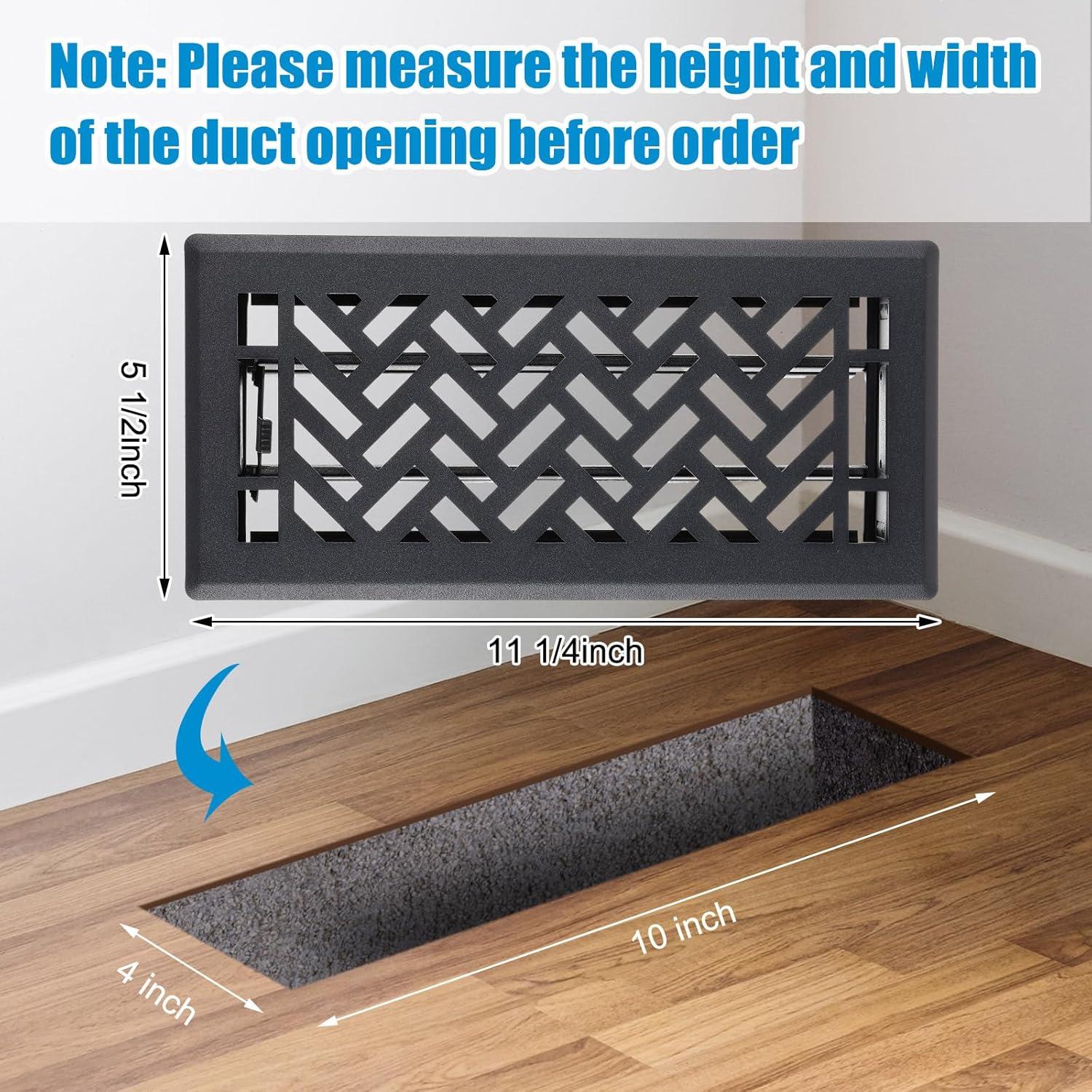 Registro de Piso Tuanse Negro Esmerilado 4x10" (10.16x25.4cm) Acero