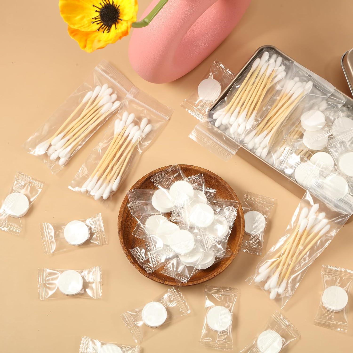 500 Hisopos de Algodón y 100 Toallas Comprimidas Viaje