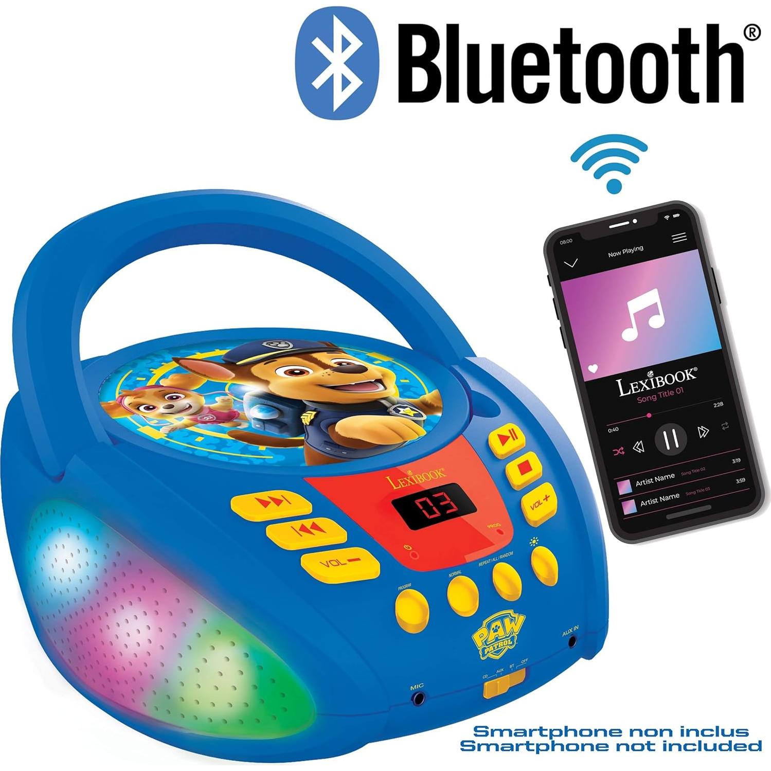 Reproductor de CD Bluetooth Lexibook Patrulla Canina 1.31kg
