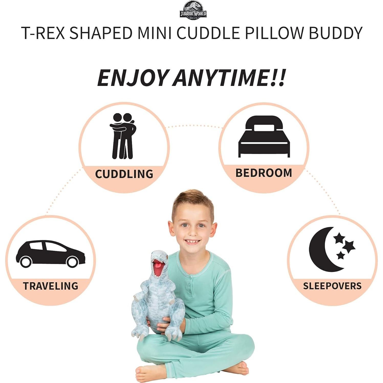 Almohada Mini T-Rex Azul Jurassic World Franco 50.8x21.6 cm