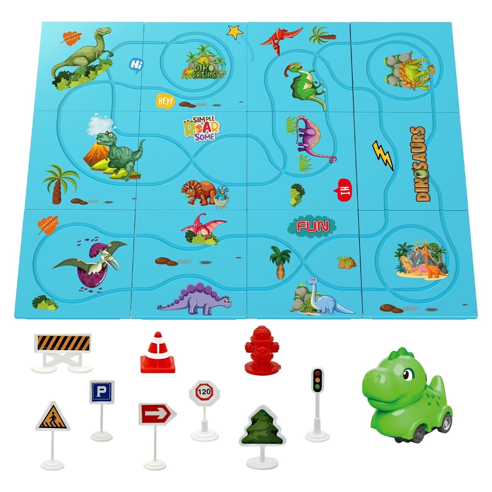 Set de Pista de Carreras Magnéticas BBnote 12 Piezas Dinosaurio