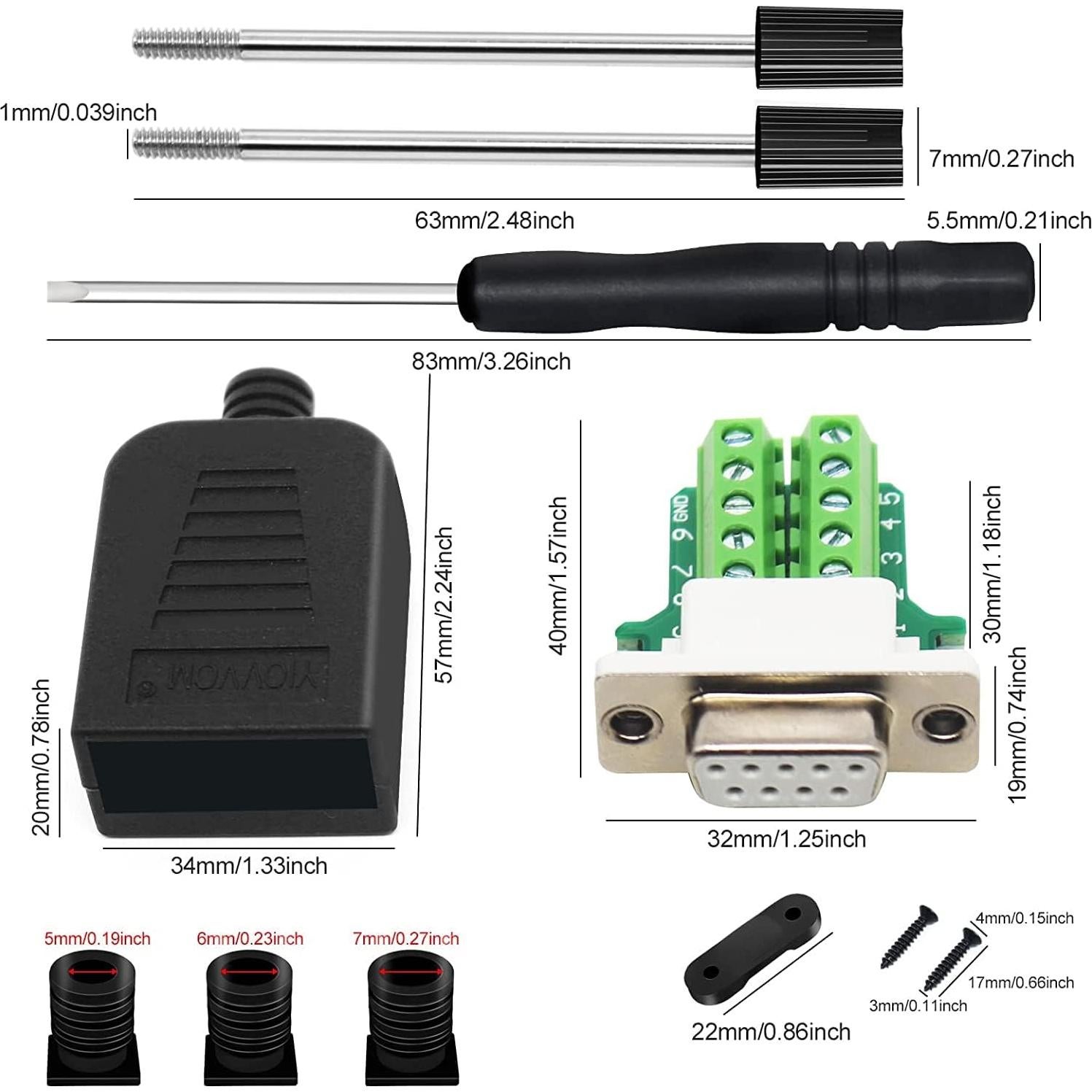 Conector DB9 macho/hembra YIOVVOM sin soldadura 10 PCS
