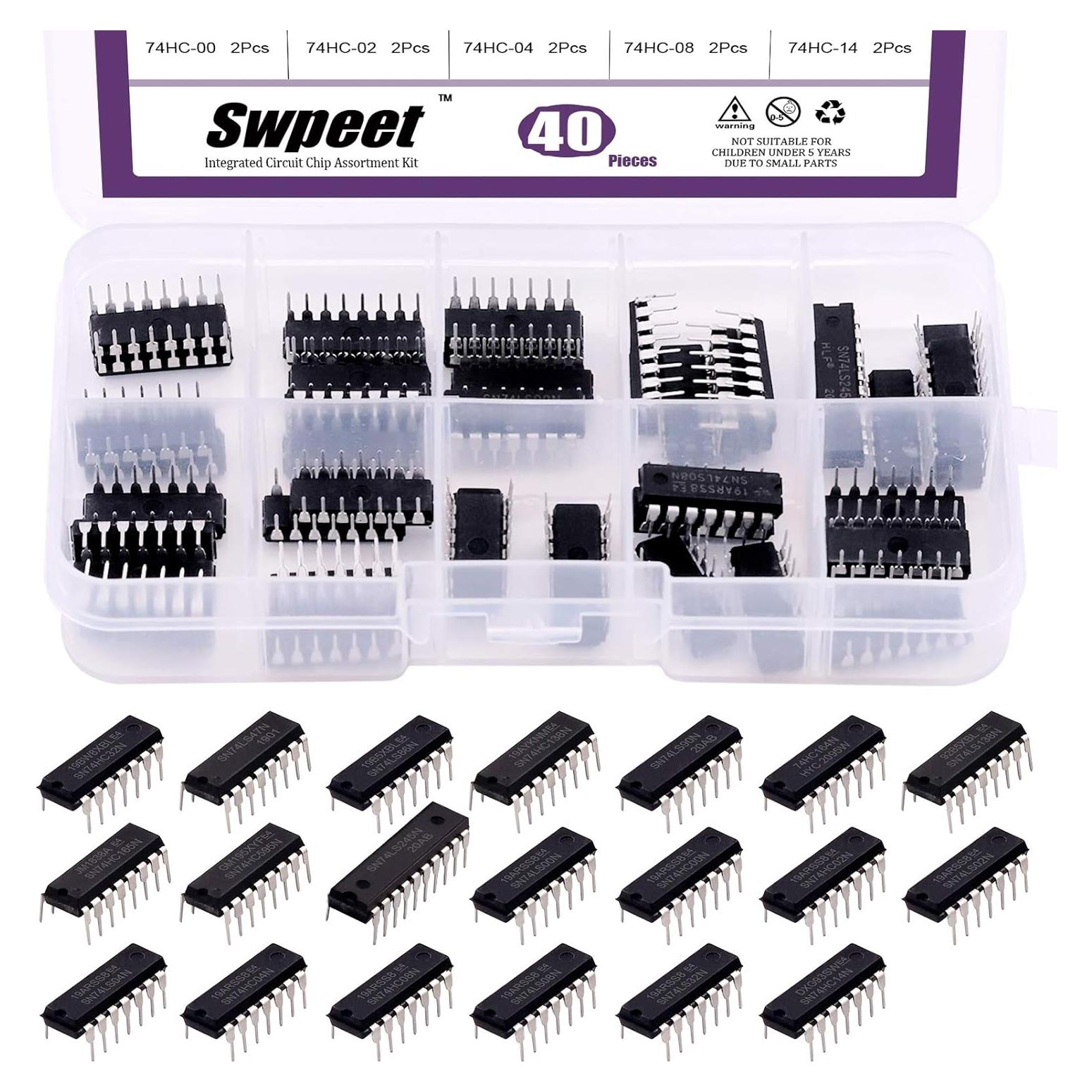 Kit de 40 Piezas de IC Lógicos Swpeet 74HCxx y 74LSxx