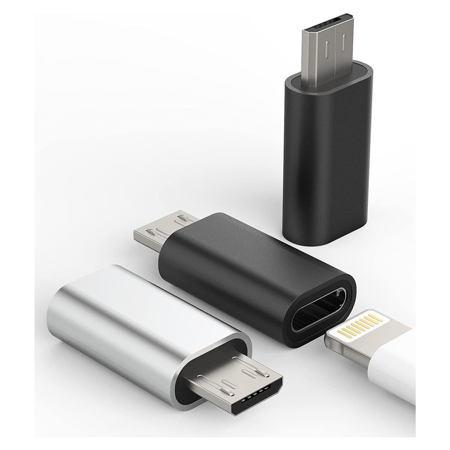 Adaptador Lightning a Micro USB 3 Pack Kefiany - Carga y Sincronización