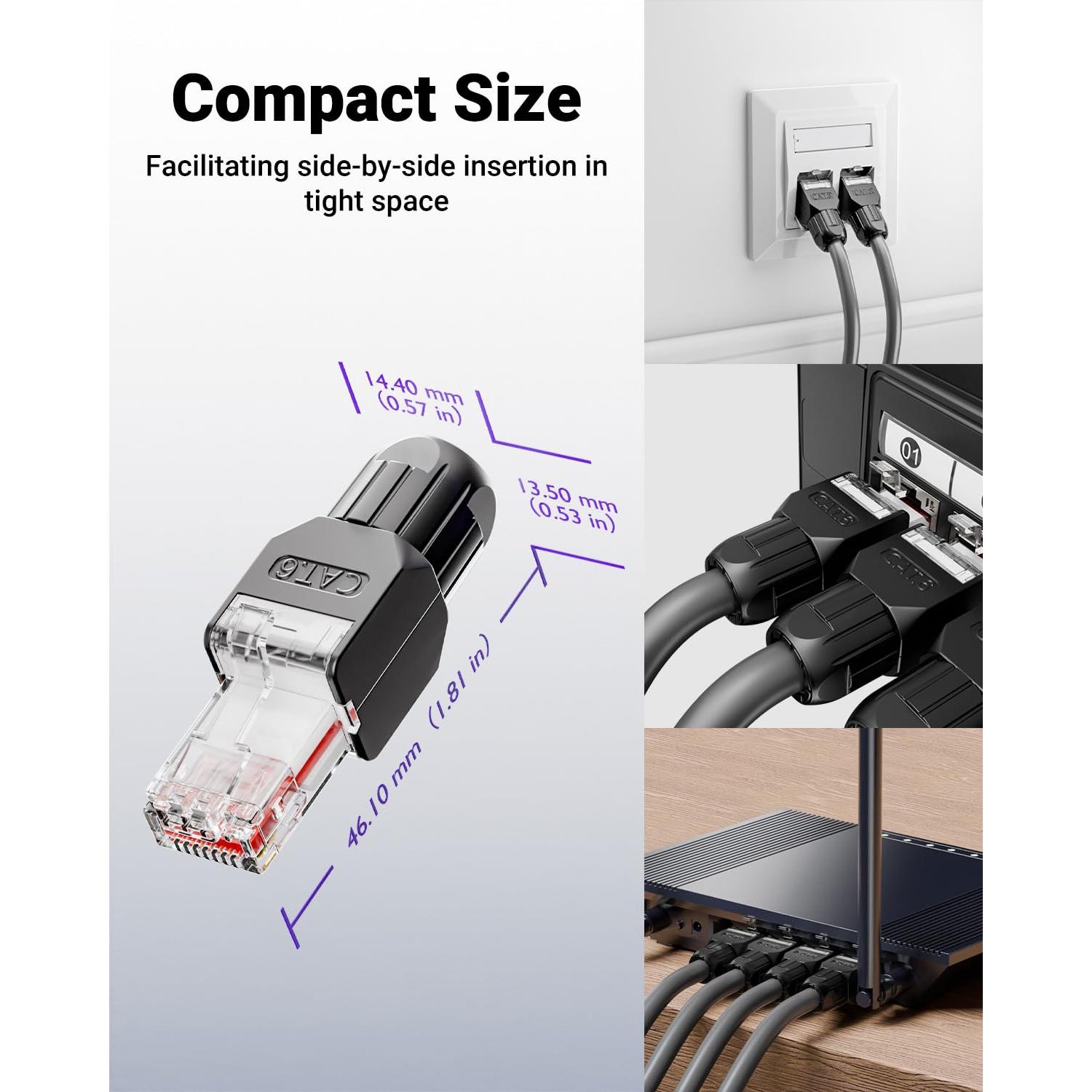 Conector RJ45 CAT6 VCELINK, 2 unidades, sin herramientas, 1000 Mbps