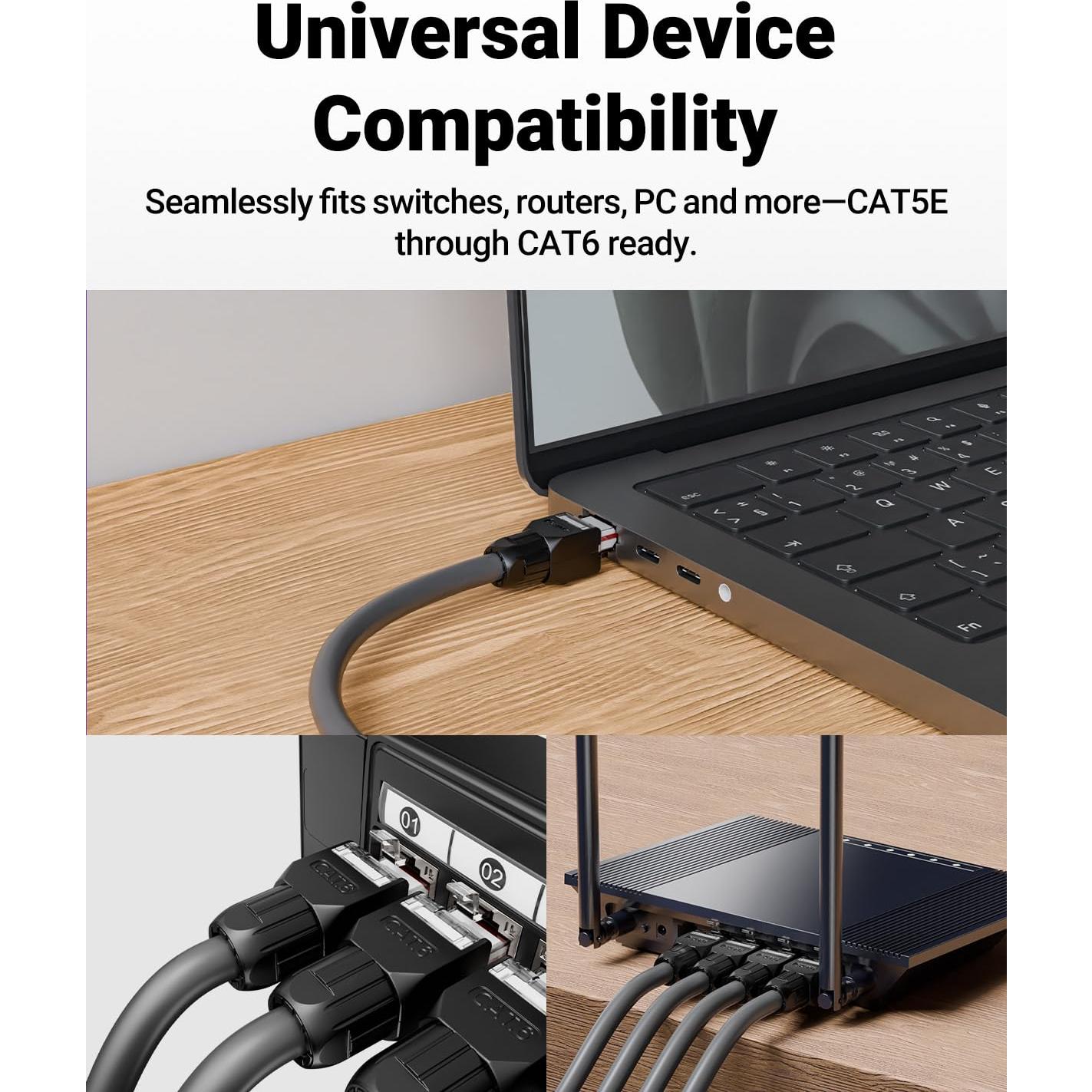 Conector RJ45 CAT6 VCELINK, 2 unidades, sin herramientas, 1000 Mbps