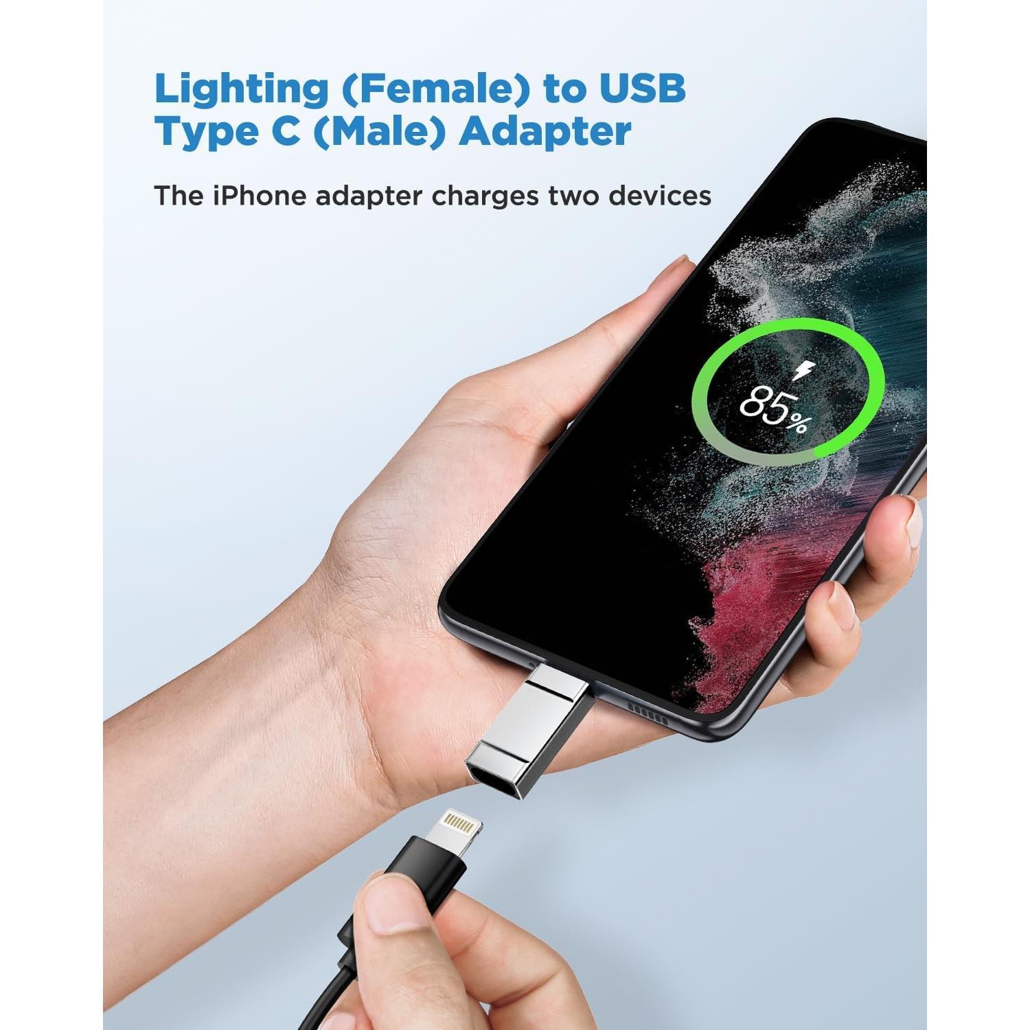 Adaptador Lightning a USB C Aioneus 2 Piezas Plata