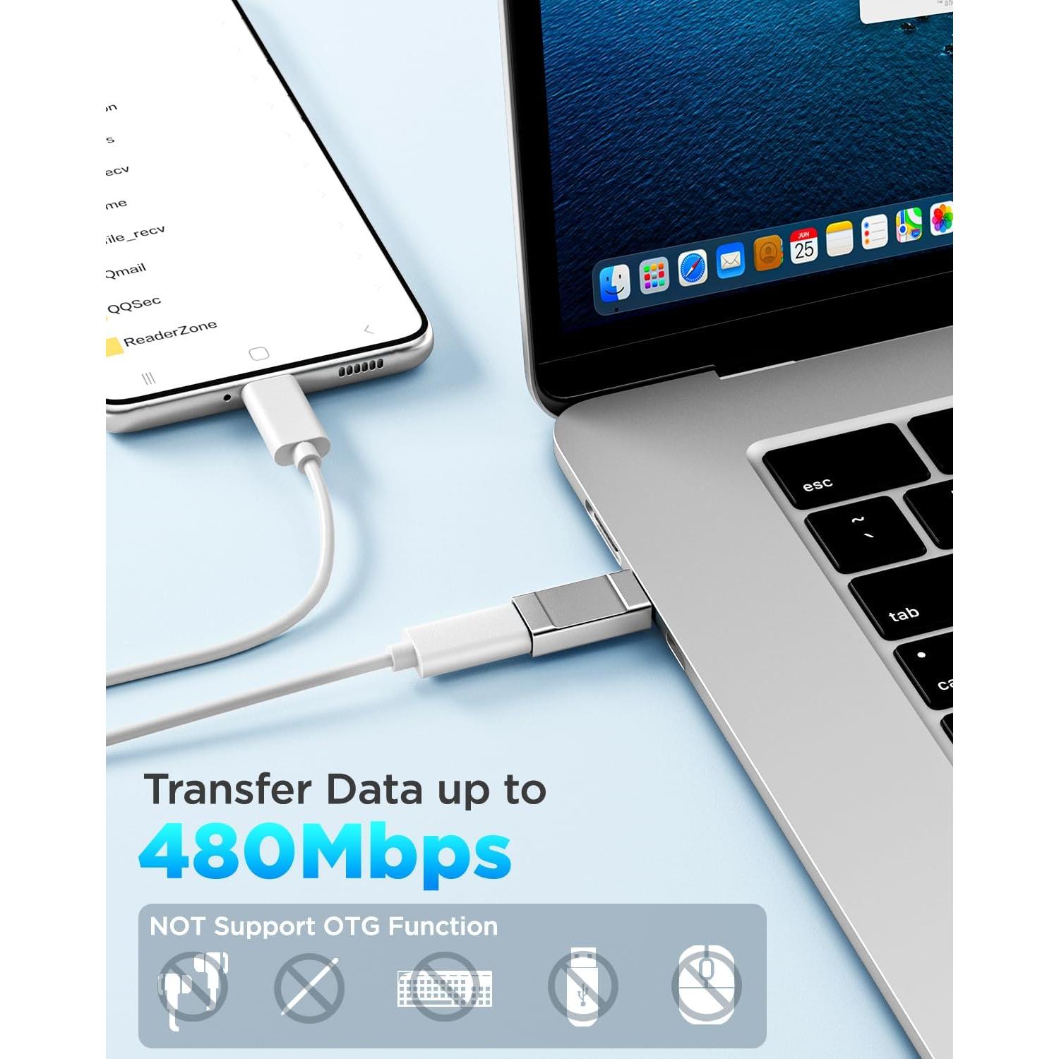 Adaptador Lightning a USB C Aioneus 2 Piezas Plata