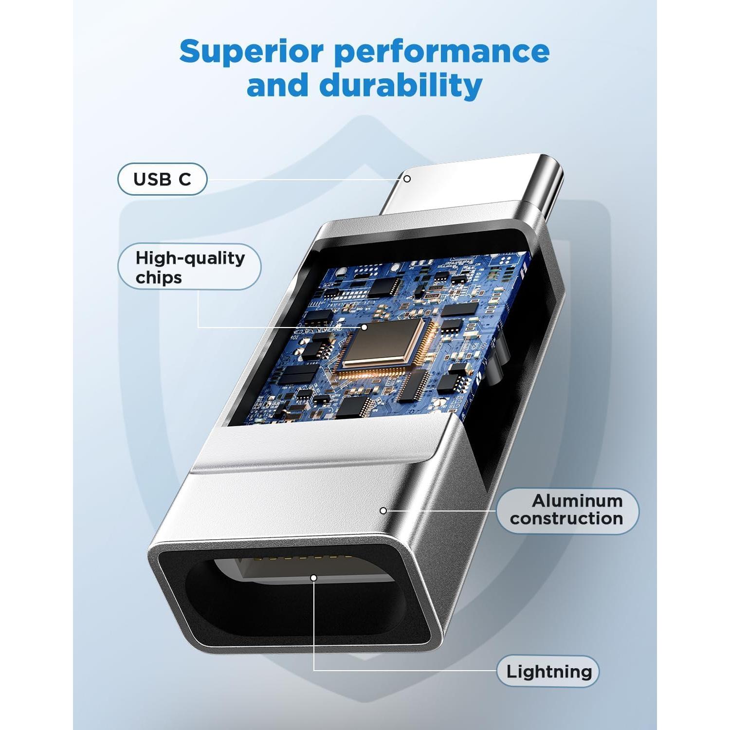 Adaptador Lightning a USB C Aioneus 2 Piezas Plata