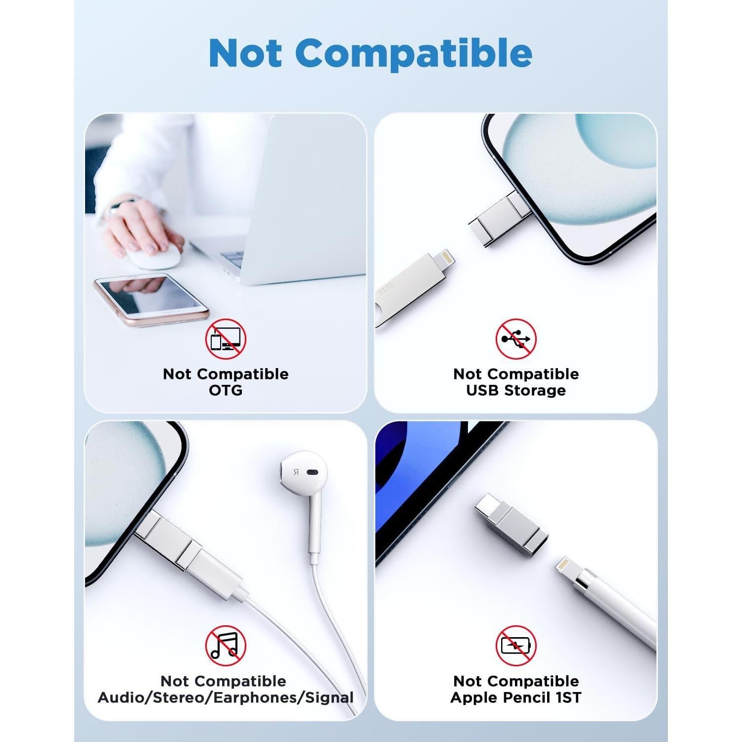 Adaptador Lightning a USB C Aioneus 2 Piezas Plata