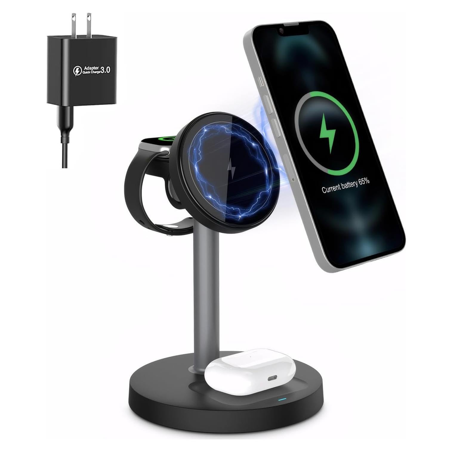 Estación de Carga Inalámbrica 3 en 1 SDYXJ para iPhone 16/15/14/13/12