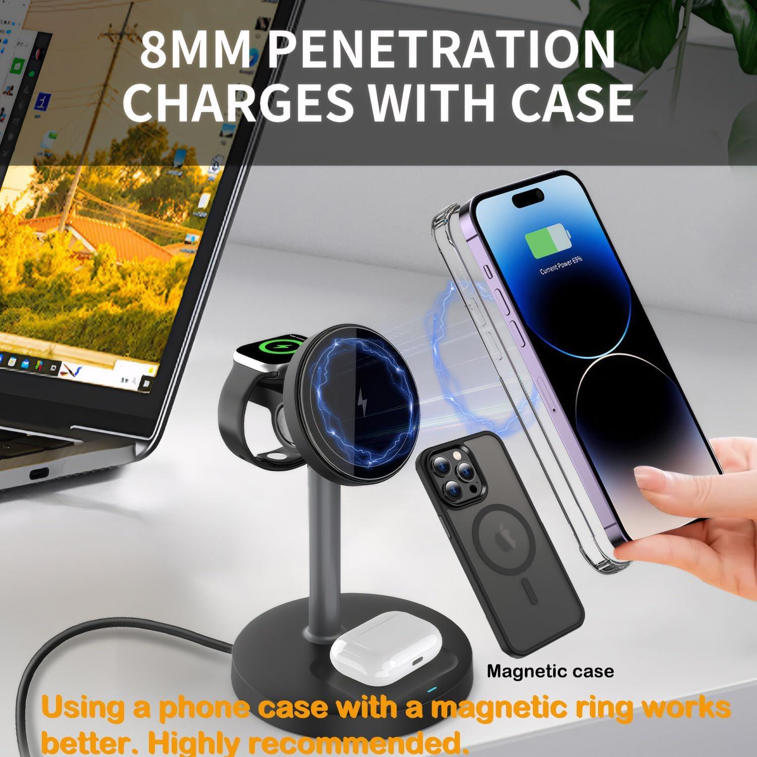 Estación de Carga Inalámbrica 3 en 1 SDYXJ para iPhone 16/15/14/13/12