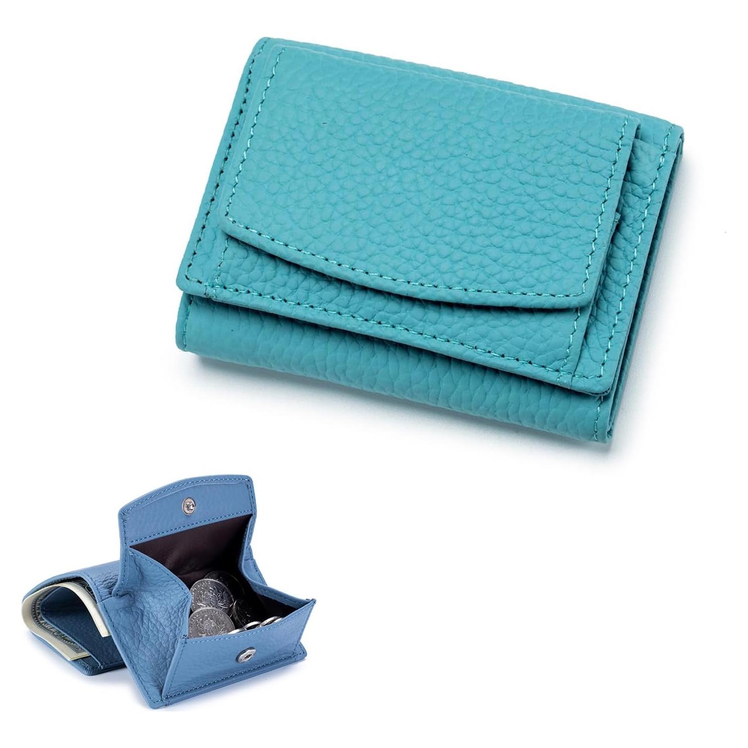 Cartera Mini Plegable POOULR de Cuero con Bloqueo RFID 10x7cm