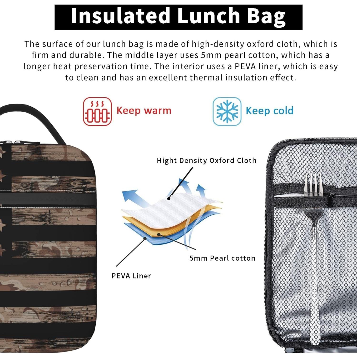 Bolsa de Almuerzo Aislada FUABJPOI Camuflaje Desértico 22x11.4x25.9cm