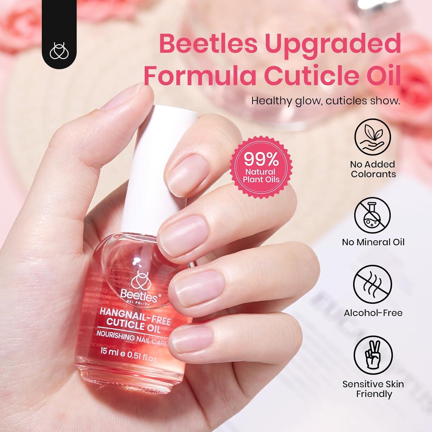 Aceite de Cutícula Beetles 15ml Rosa con Vitamina E Natural