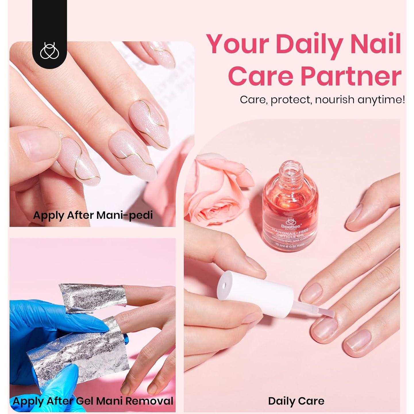 Aceite de Cutícula Beetles 15ml Rosa con Vitamina E Natural