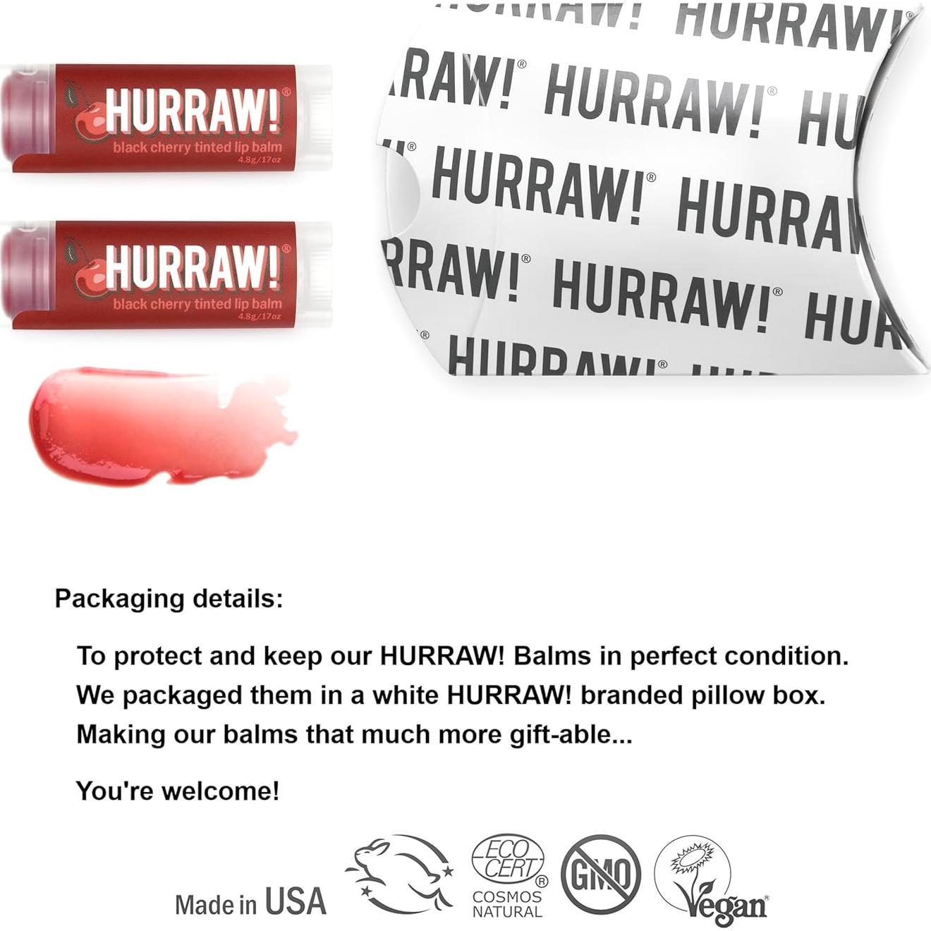 Bálsamo Labial Tinte Cereza Negra Hurraw! 2 Tubos 4.8g