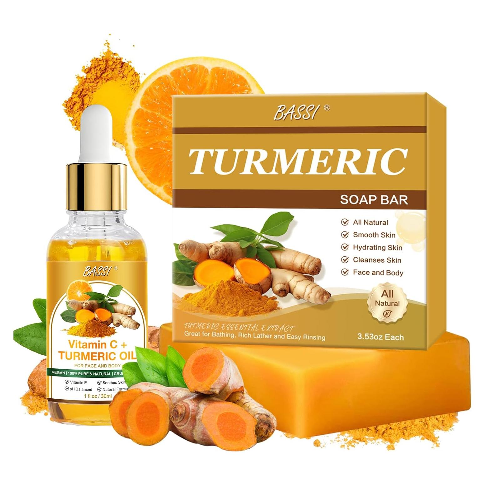 Set de Jabón Natural BASSI con Cúrcuma y Aceite Esencial 100g