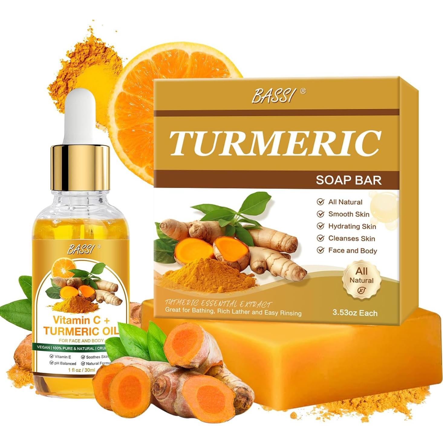 Set de Jabón Natural BASSI con Cúrcuma y Aceite Esencial 100g