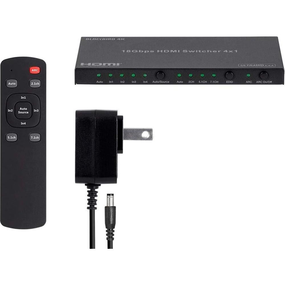 Conmutador HDMI 4K Monoprice 4x1 HDR 18G Audio Toslink